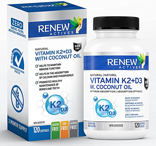 Renew Actives D3 K2 Supplement with Organic Coconut Oil Vitamins & Supplements SUPPS247 
