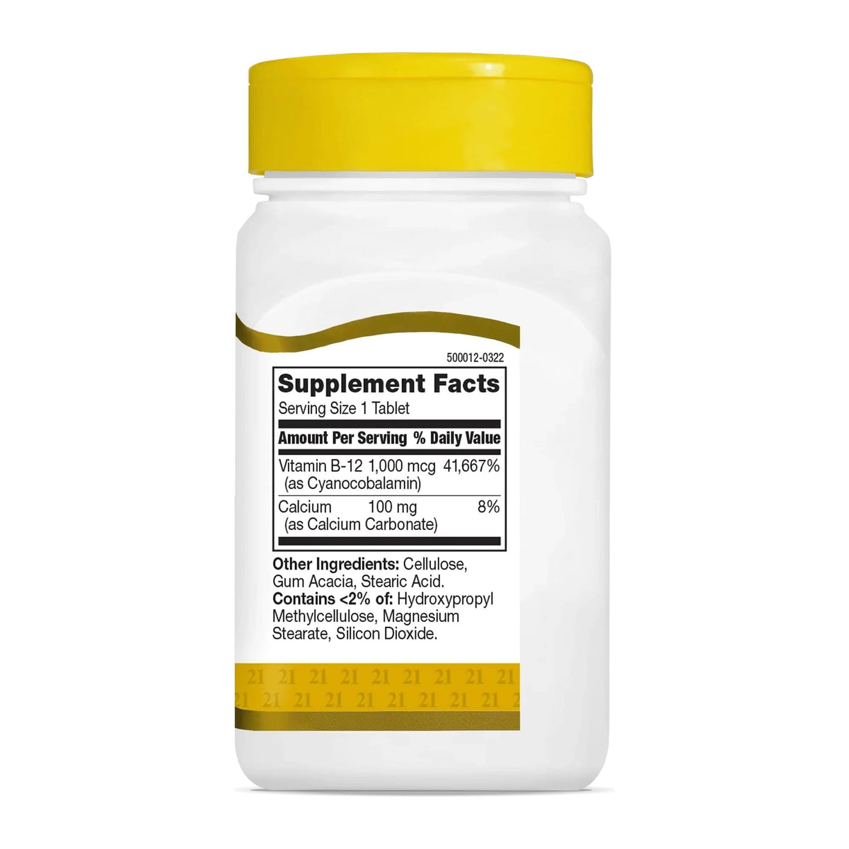 B-12 by 21st Century, supplement facts panel - Image 2