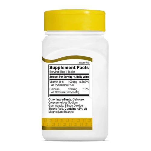 21st Century Vitamin B6 100 mg, supplement facts panel