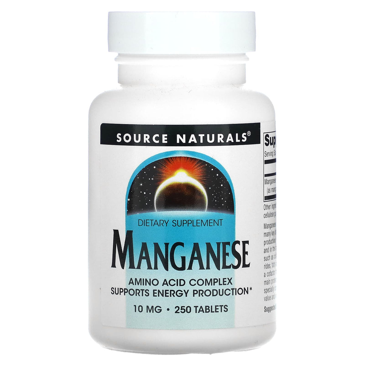 Manganese 10 mg, 250 Tablets By Source Naturals General Source Naturals  - Image 1