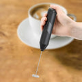 Powerful Milk Frother for Coffee, Fast Handheld Drink Mixer with Stainless Steel Whisk, Battery Operated Hand Frother Stirrer Wand-Black by supps247