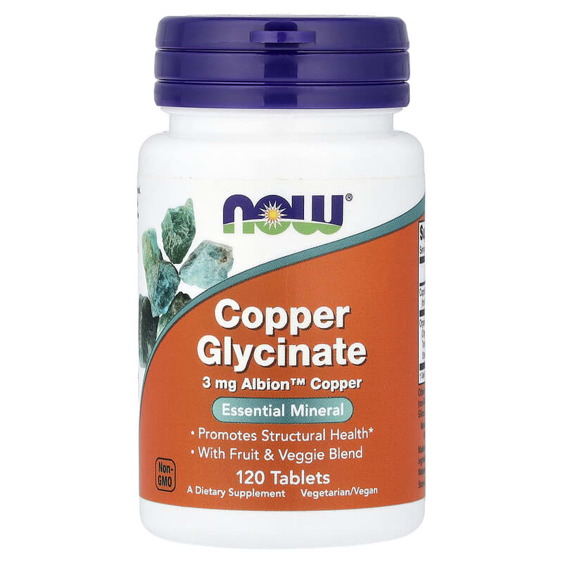 Now Foods Copper Glycinate 120 Tablets - Image 1