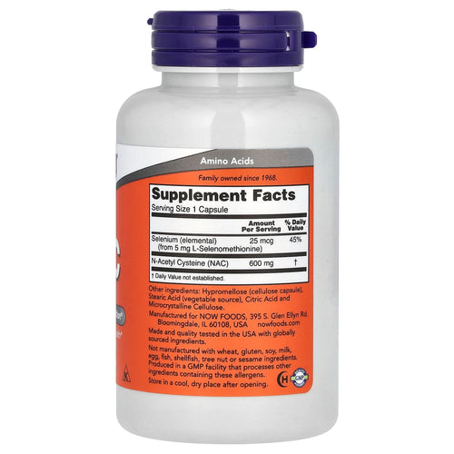 NOW NAC With Selenium 600mg, 100 Capsules General NOW 