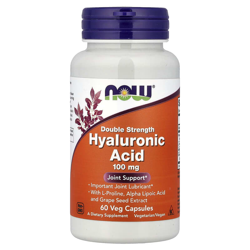 Double STR NOW Foods, Hyaluronic Acid, 100 mg, 60 Veg Capsules