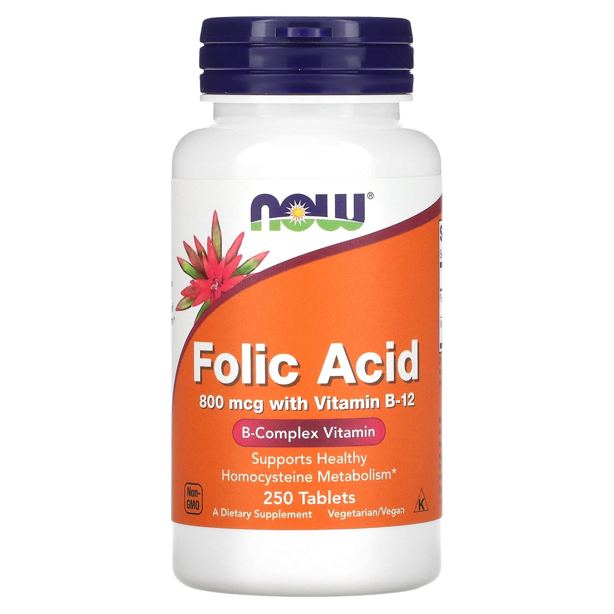 NOW Foods, Folic Acid, 800 mcg, 250 Tablets General NOW  - Image 1