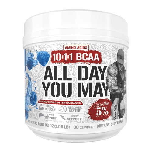 5% Nutrition All Day You May – 30 Servings, Blue Raspberry tub front
