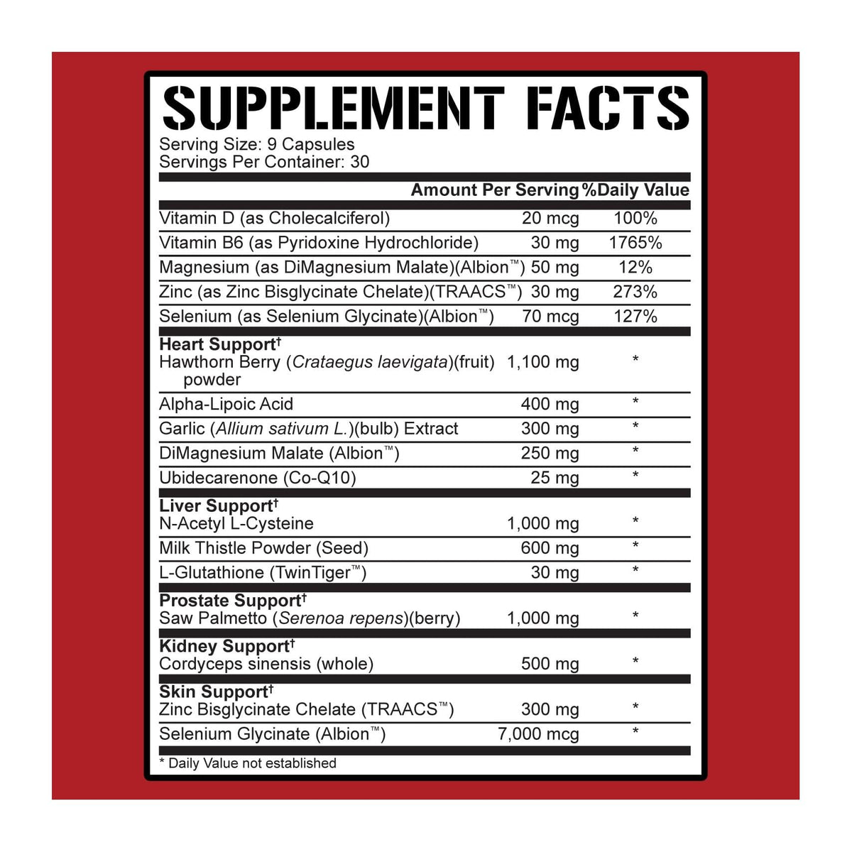 Liver & Organ Defender 5%, supplement facts panel - Image 2