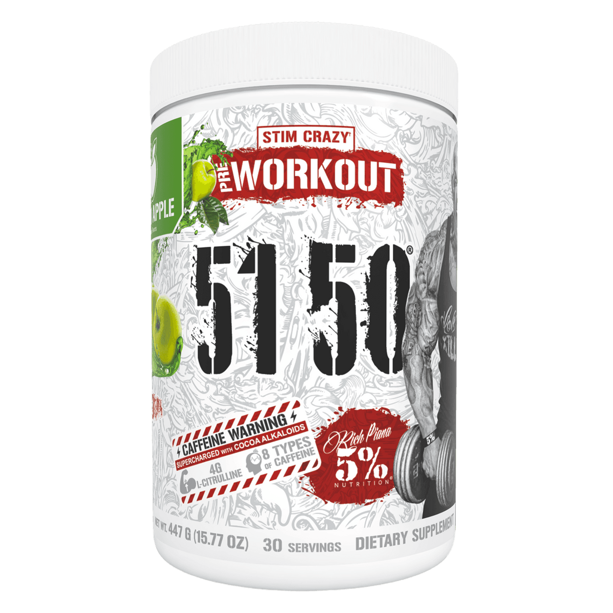 5% Nutrition 5150 High Stim Pre-Workout 25 Servings Green apple - Image 2