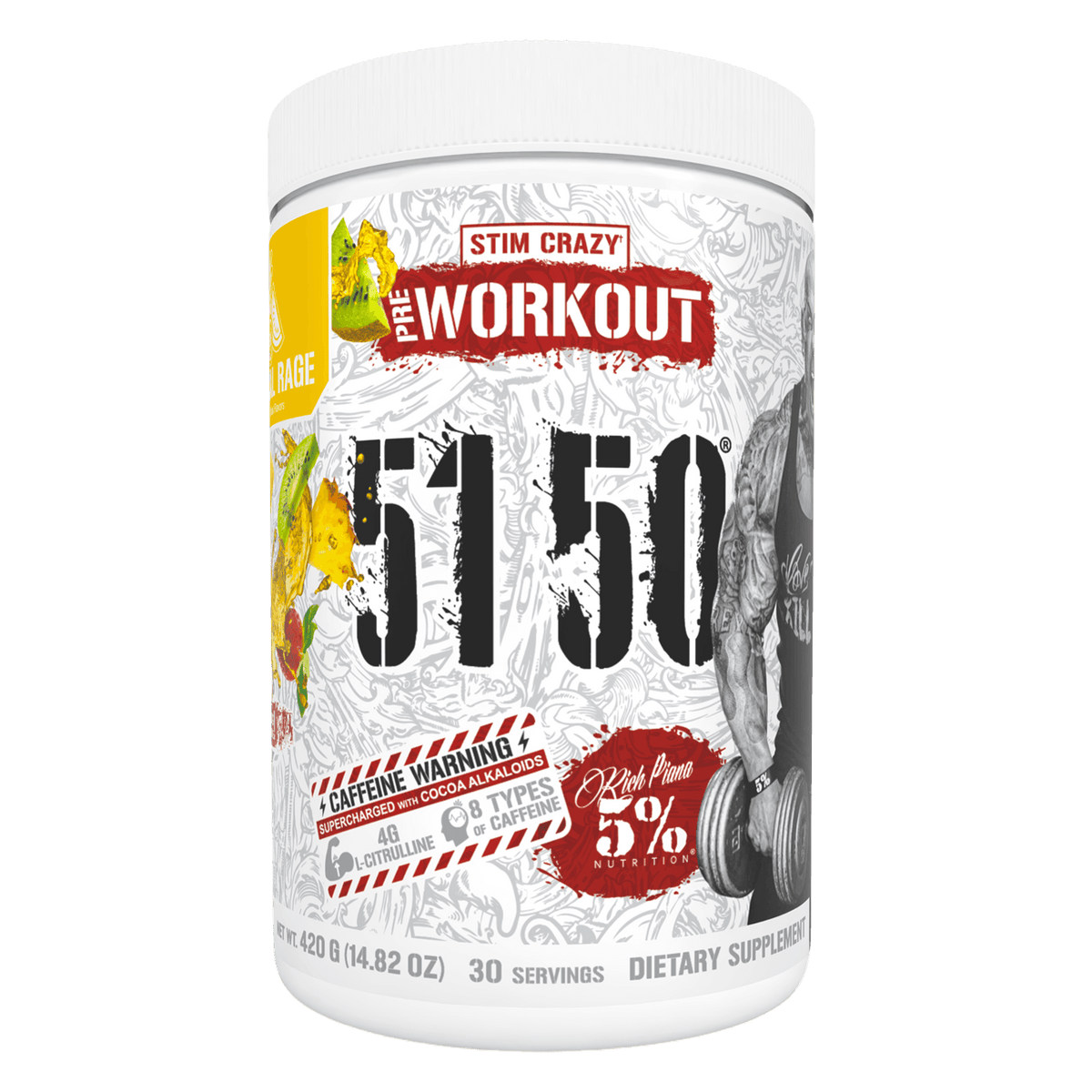 5% Nutrition 5150 High Stim Pre-Workout 25 Servings Tropical Rage - Image 3