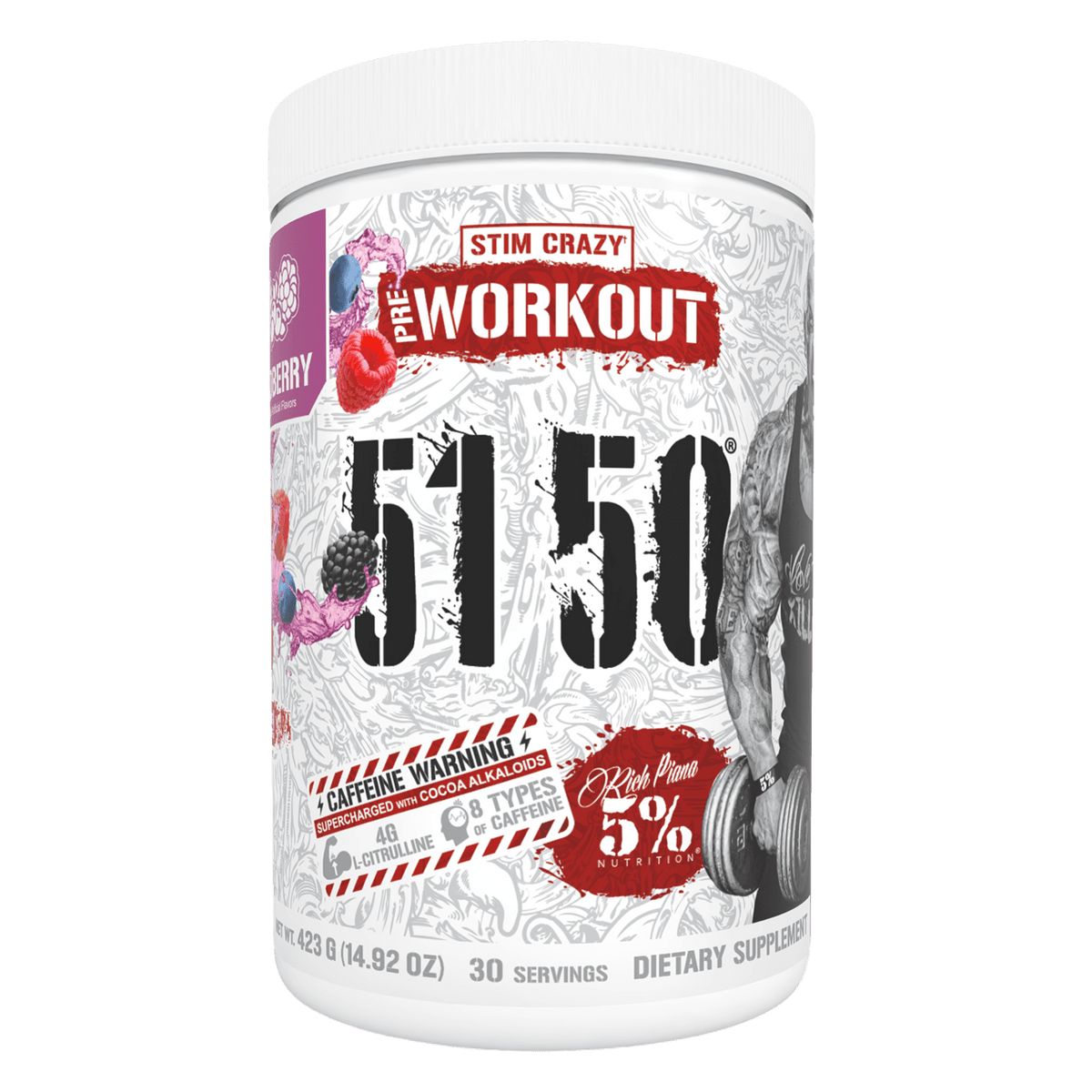 5% Nutrition 5150 High Stim Pre-Workout 25 Servings Wildberry