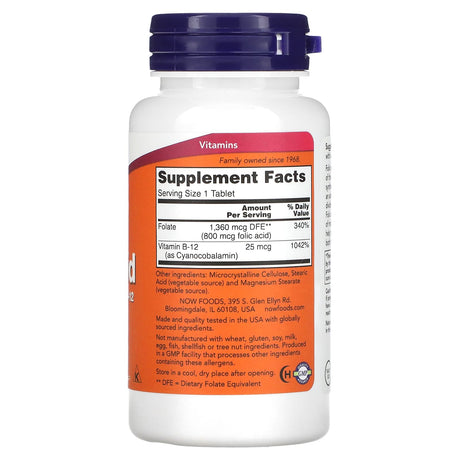 NOW Foods, Folic Acid, 800 mcg, 250 Tablets General NOW 