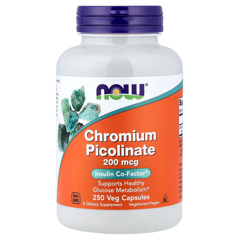 NOW Foods, Chromium Picolinate, 200 mcg, 250 Veg Capsules - Image 1