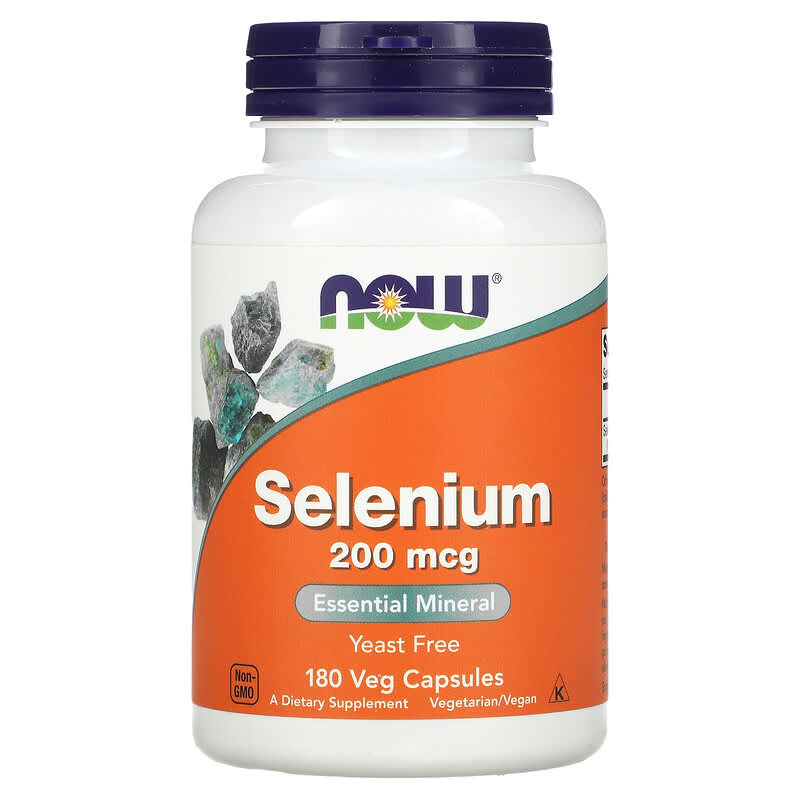 NOW Foods, Selenium, 200 mcg, 180 Veg Capsules - Image 1