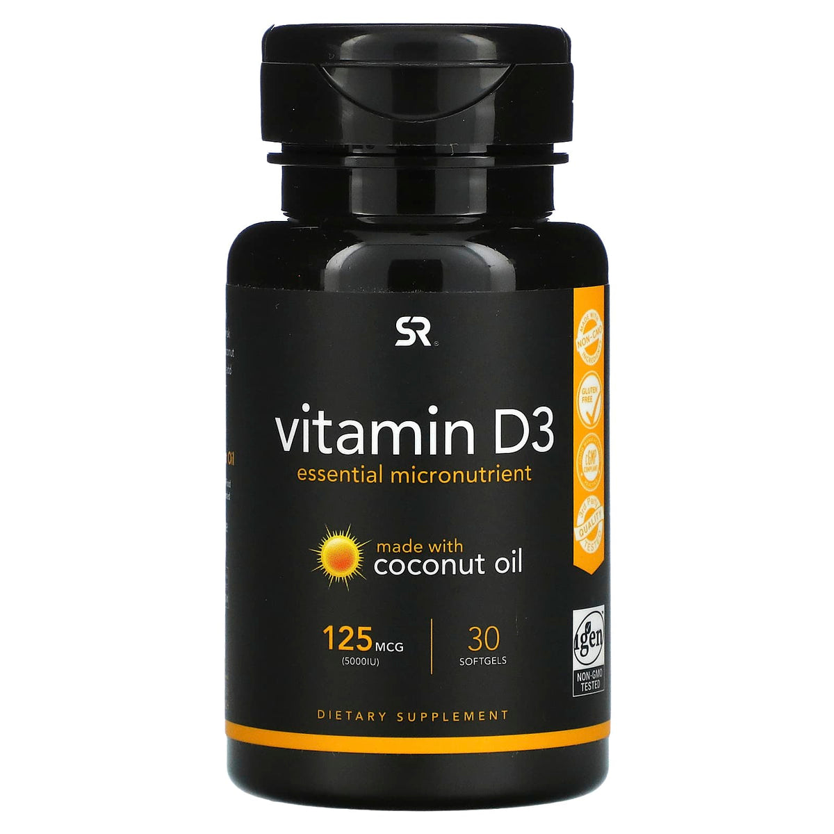 Sports Research, Vitamin D3, 125 mcg (5,000 IU), 30 Softgels General Not specified  - Image 1