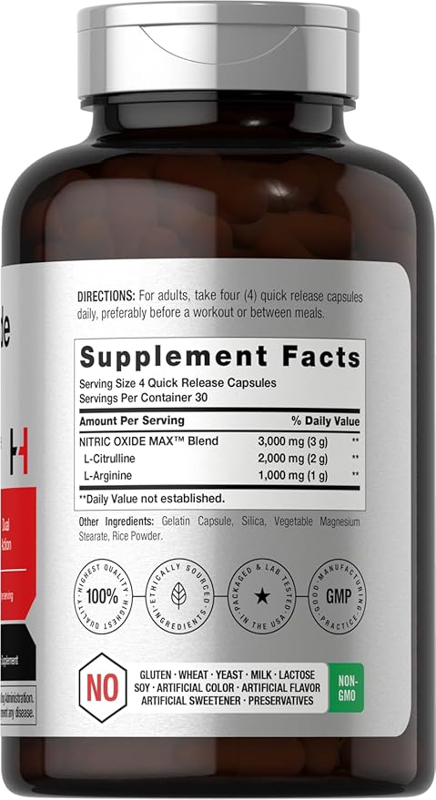 Nitric Oxide Max 3000mg, 120 Count, By Horbaach Horbaach 