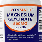 Vitamatic Magnesium Glycinate 500mg 180 Vegetarian Tablets General Not specified 