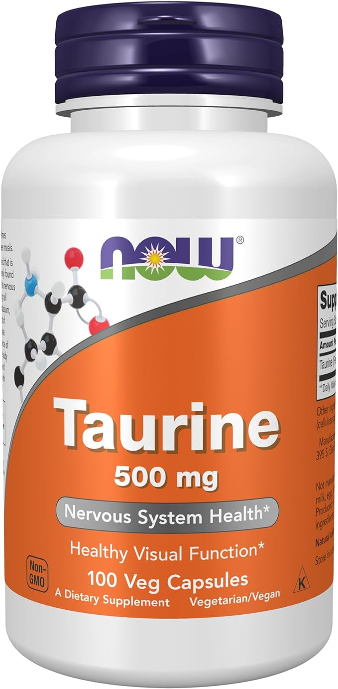 Taurine 500mg 100 VEG Capsules by NOW.