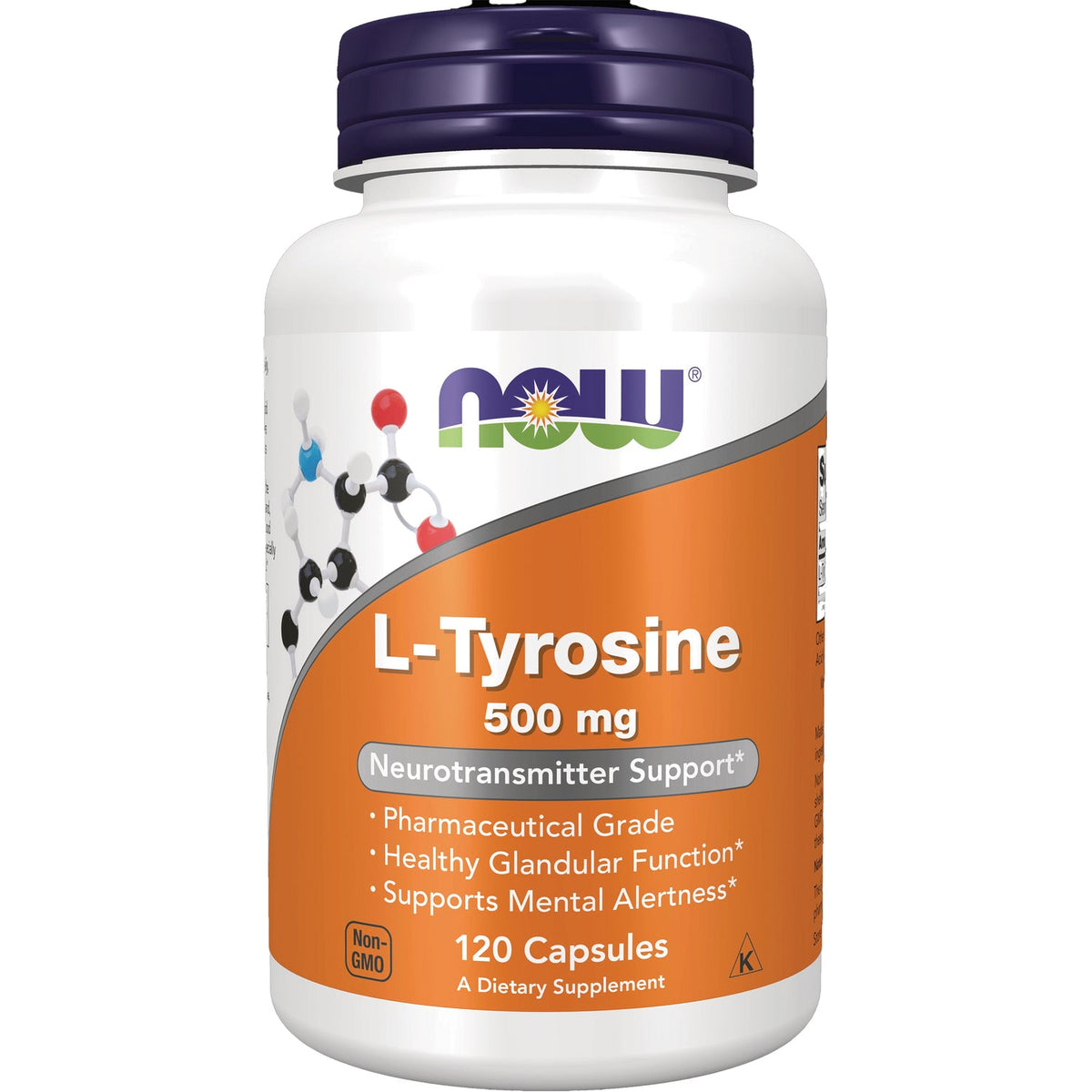 NOW Foods, L-Tyrosine, 500 mg, 120 Capsules - Image 1