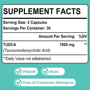 TUDCA Bile Salts Supplement 1000mg - 60 Veggie Capsules General ama 
