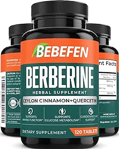 BEBEFEN Berberine with Ceylon Cinnamon & Quercetin, 1900mg, 120 Count General Not specified 