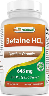 Best Naturals Betaine HCL 648 mg 250 Capsules General Not specified 