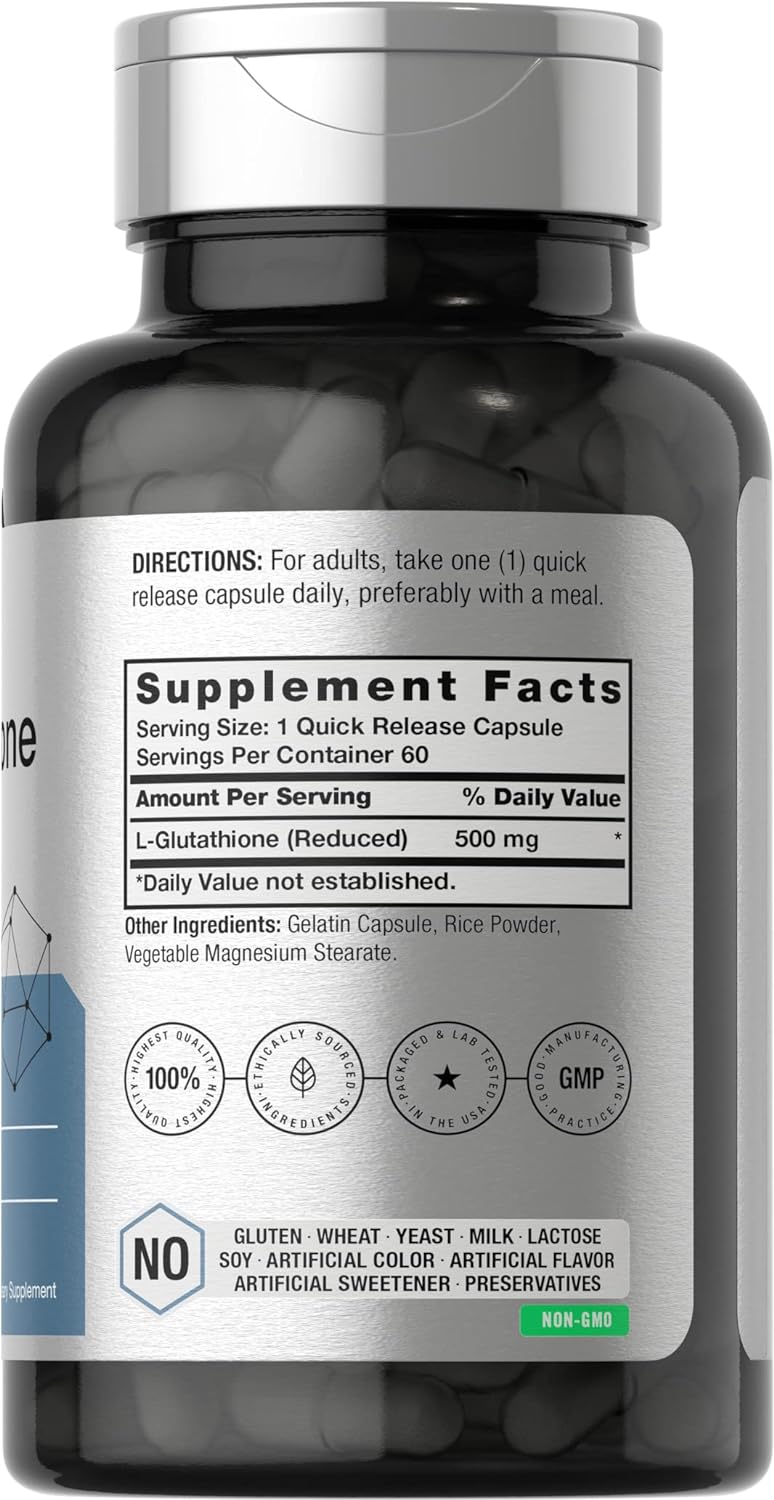 L Glutathione 500mg by Horbaach 60 Capsules General SUPPS247 