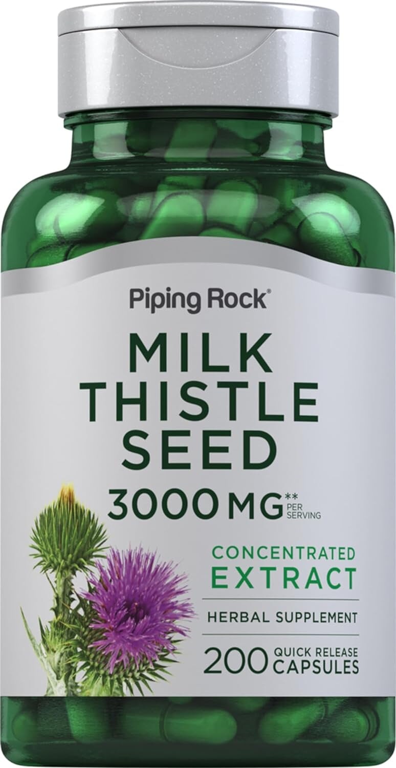 Piping Rock Milk Thistle Supplement | 3000mg | 200 Capsules General Not specified 