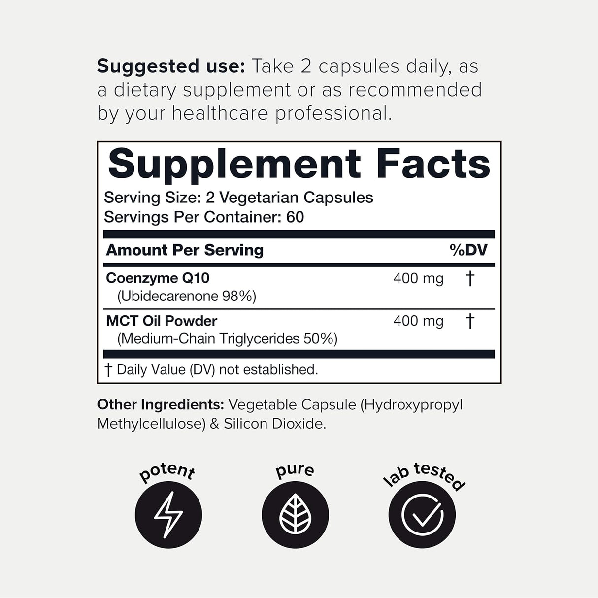 Ultra High Purity CoQ10 400mg - 98% Purified with MCT Oil General Not specified 