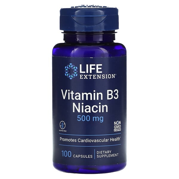 Life Extension, Vitamin B3 Niacin, 500 mg, 100 Capsules General life extension  - Image 1