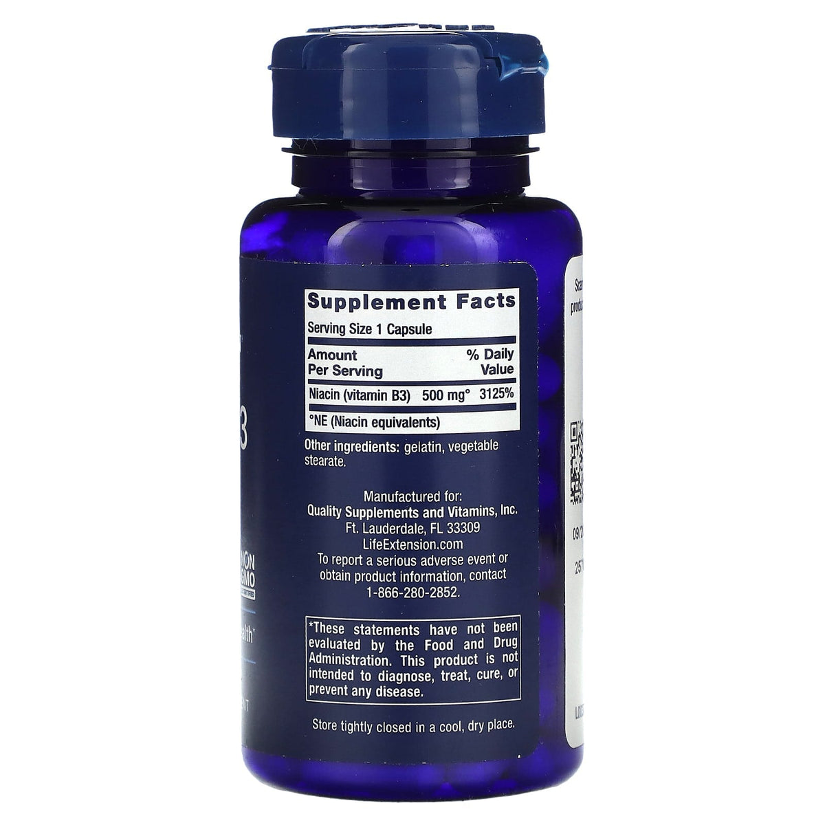 Life Extension, Vitamin B3 Niacin, 500 mg, 100 Capsules General life extension  - Image 2