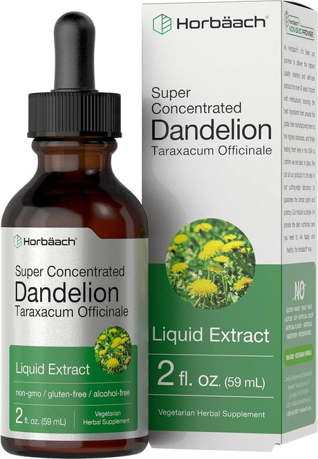 Horbaach Dandelion Root Extract | 2 fl oz | Super Concentrated | Alcohol Free Liquid Tincture | Vegetarian, Non-GMO, Gluten Free General Horbaach 