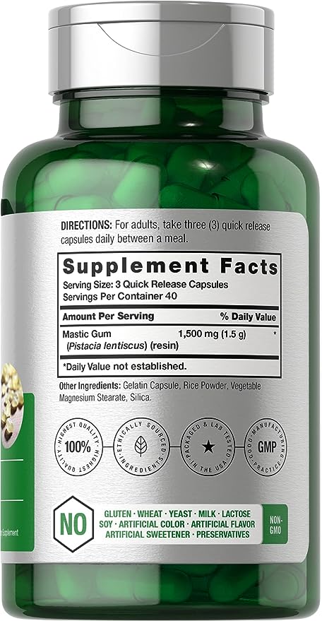 Mastic Gum Capsules 1500mg 100 Count By Horbaach General HORBACH  - Image 2