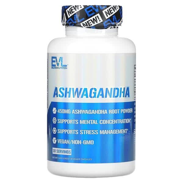 EVL Ashwagandha, 450 mg, 30 Capsules General EVL NUTRITION 