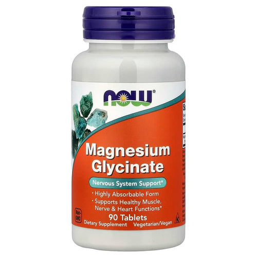 Magnesium Glycinate, NOW FOODS, 200mg per serv, 90 tablets
