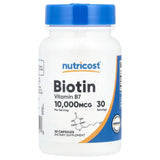Nutricost Biotin, 10,000 mcg, 30 Capsules