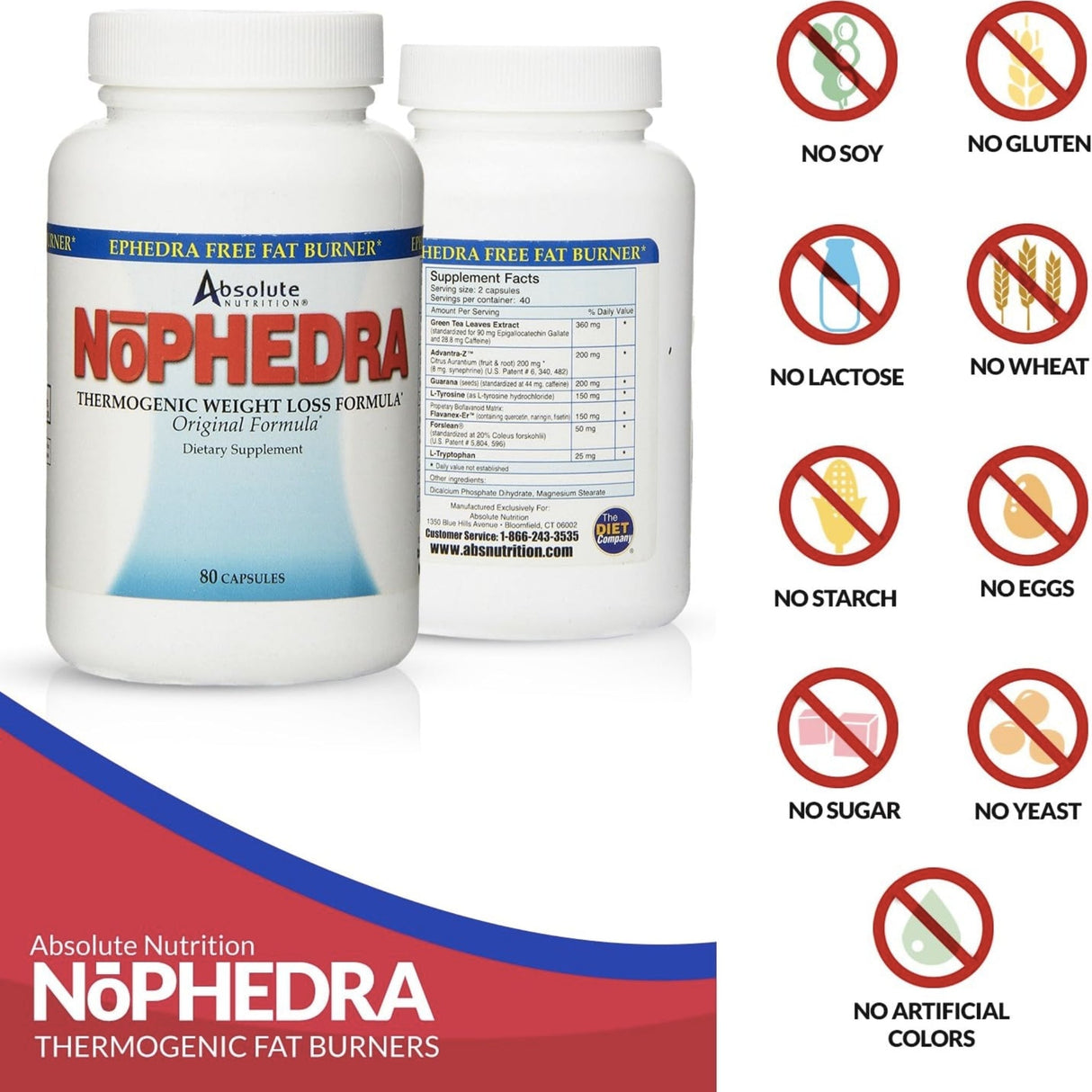 Absolute Nutrition Nophedra 80 C WEIGHT LOSS/THERMOGENIC SUPPS247 