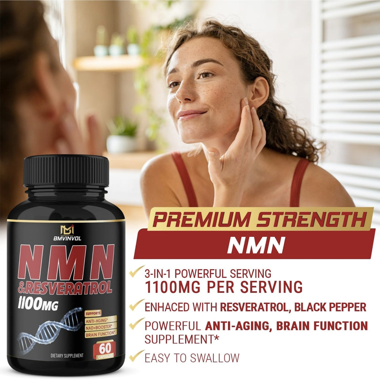 BMVINVOL's NMN and Resveratrol 1100mg Anti-aging SUPPS247 