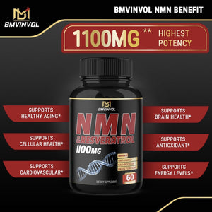 BMVINVOL's NMN and Resveratrol 1100mg Anti-aging SUPPS247 