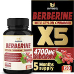 Berberine with Ceylon Cinnamon & Turmeric 4700 mg Multivitamins & Minerals SUPPS247 150 Counts 
