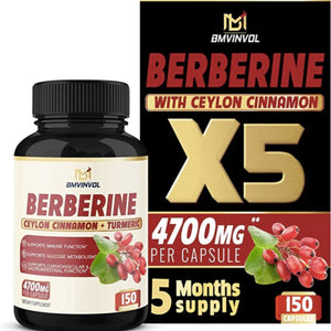 Berberine with Ceylon Cinnamon & Turmeric 4700 mg Multivitamins & Minerals SUPPS247 150 Counts 