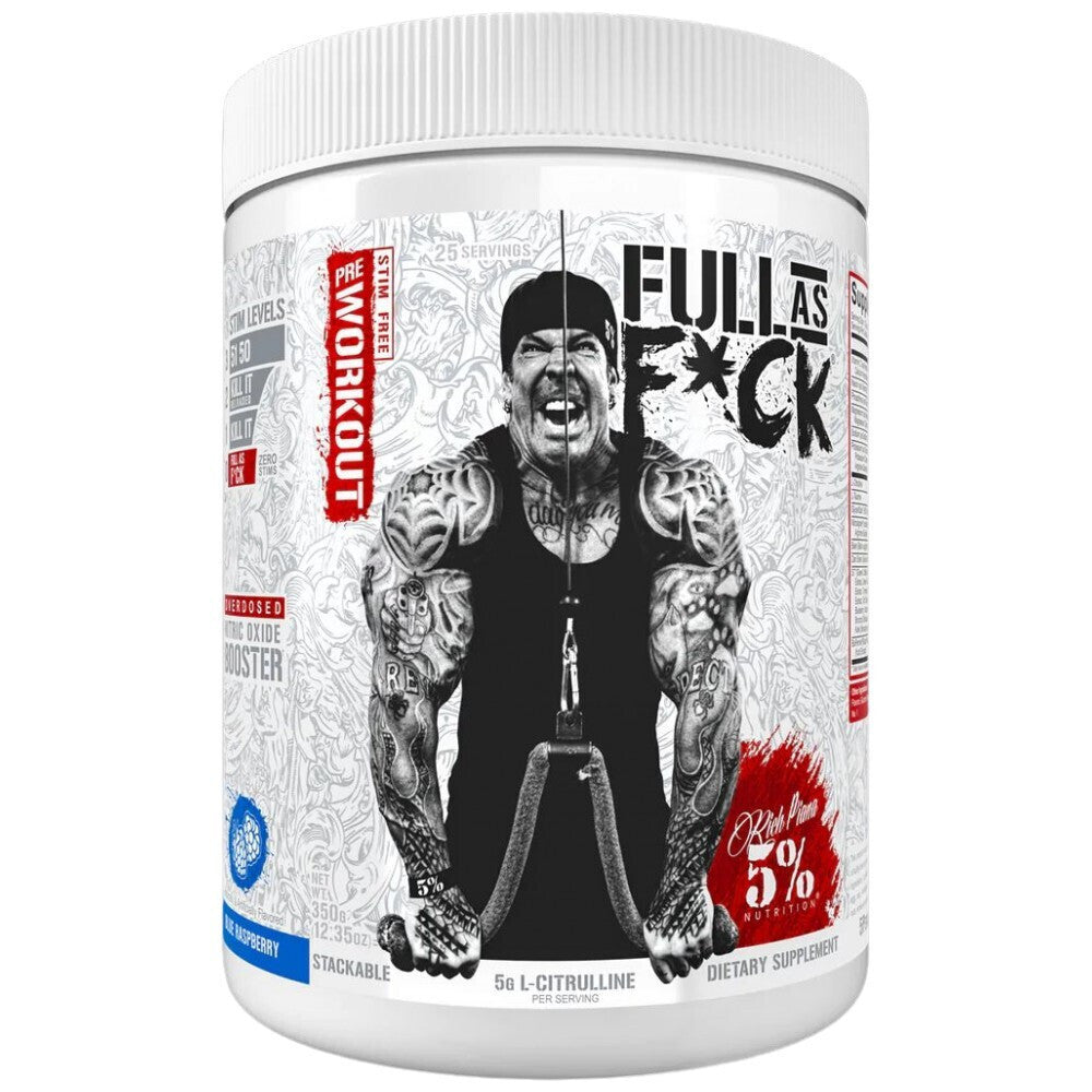 5% Nutrition Full As F*ck Stim-Free Pre-Workout 20 serves Blue Raspberry - Image 2