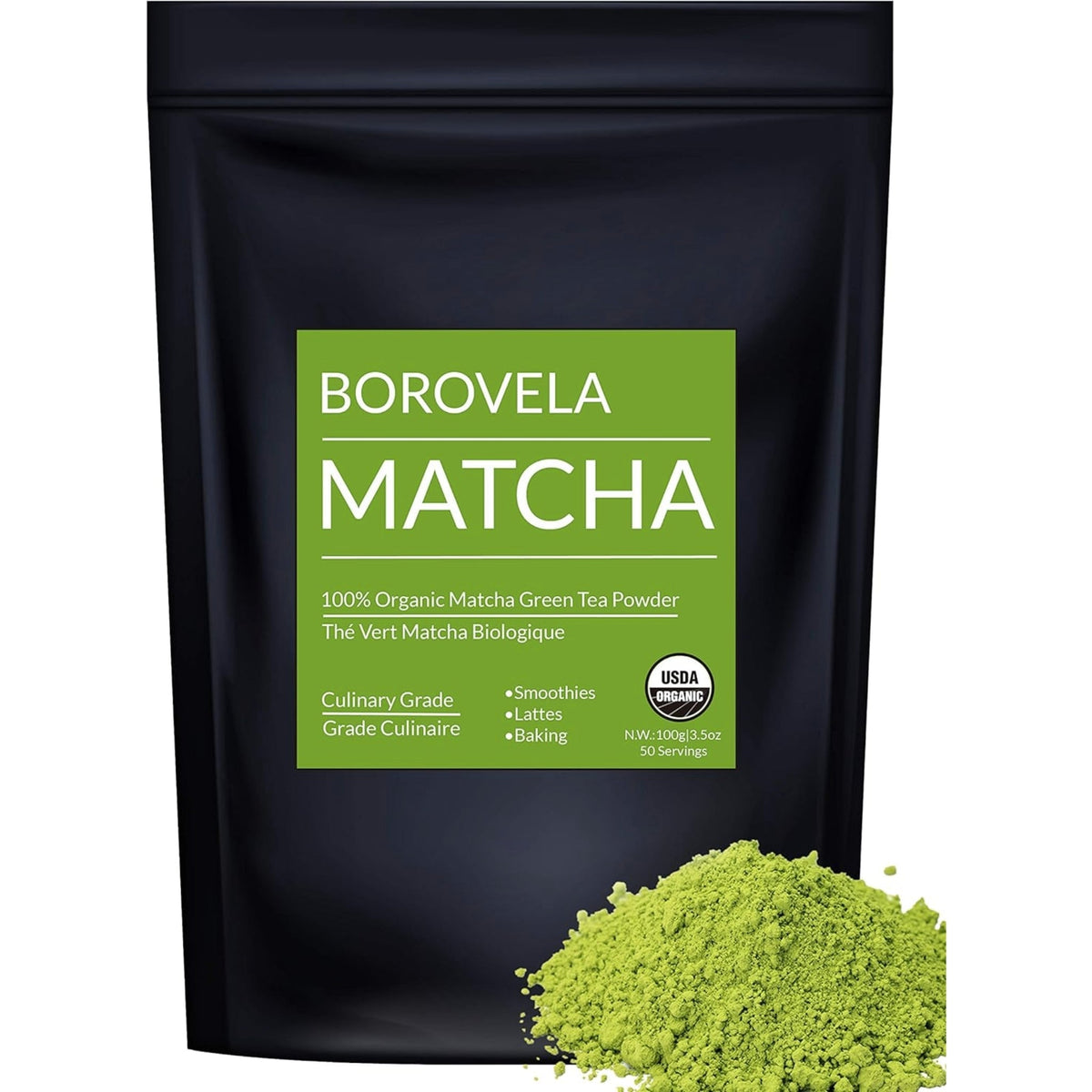 Borovela Organic Matcha Green Tea Powder 100g matcha green tea SUPPS247  - Image 1