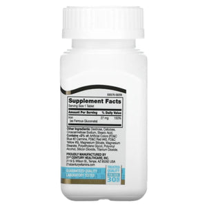 21st Century Iron 27 mg Ferrous Gluconate GENERAL HEALTH SUPPS247 