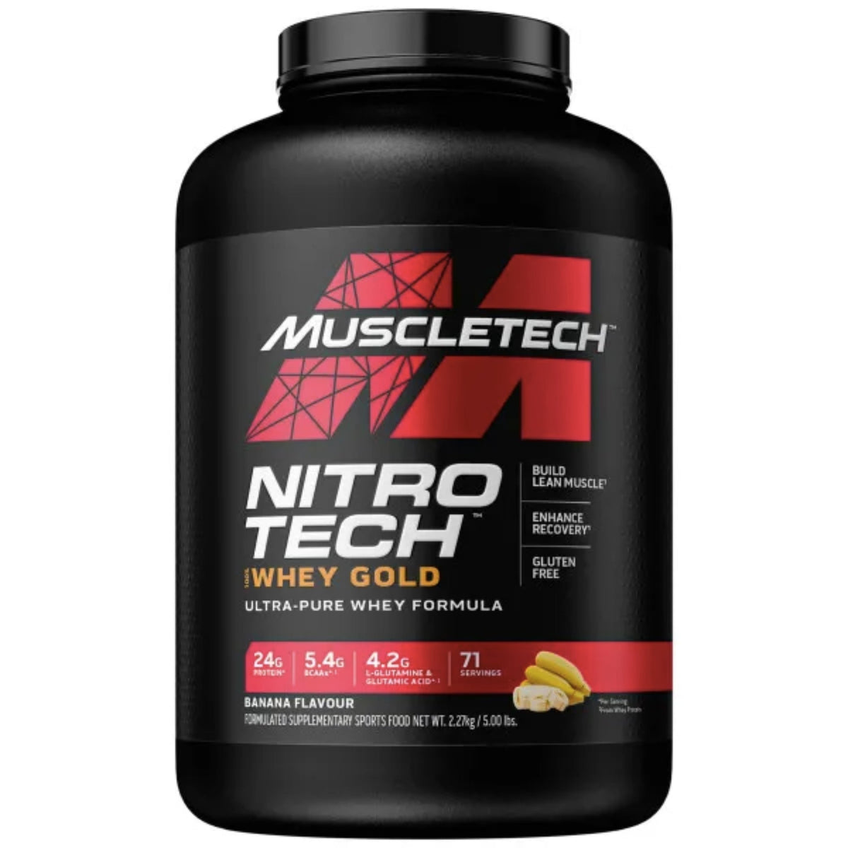 MuscleTech Nitro Tech 100% Whey Gold PROTEIN MUSCLETECH 5 lbs Banana  - Image 3