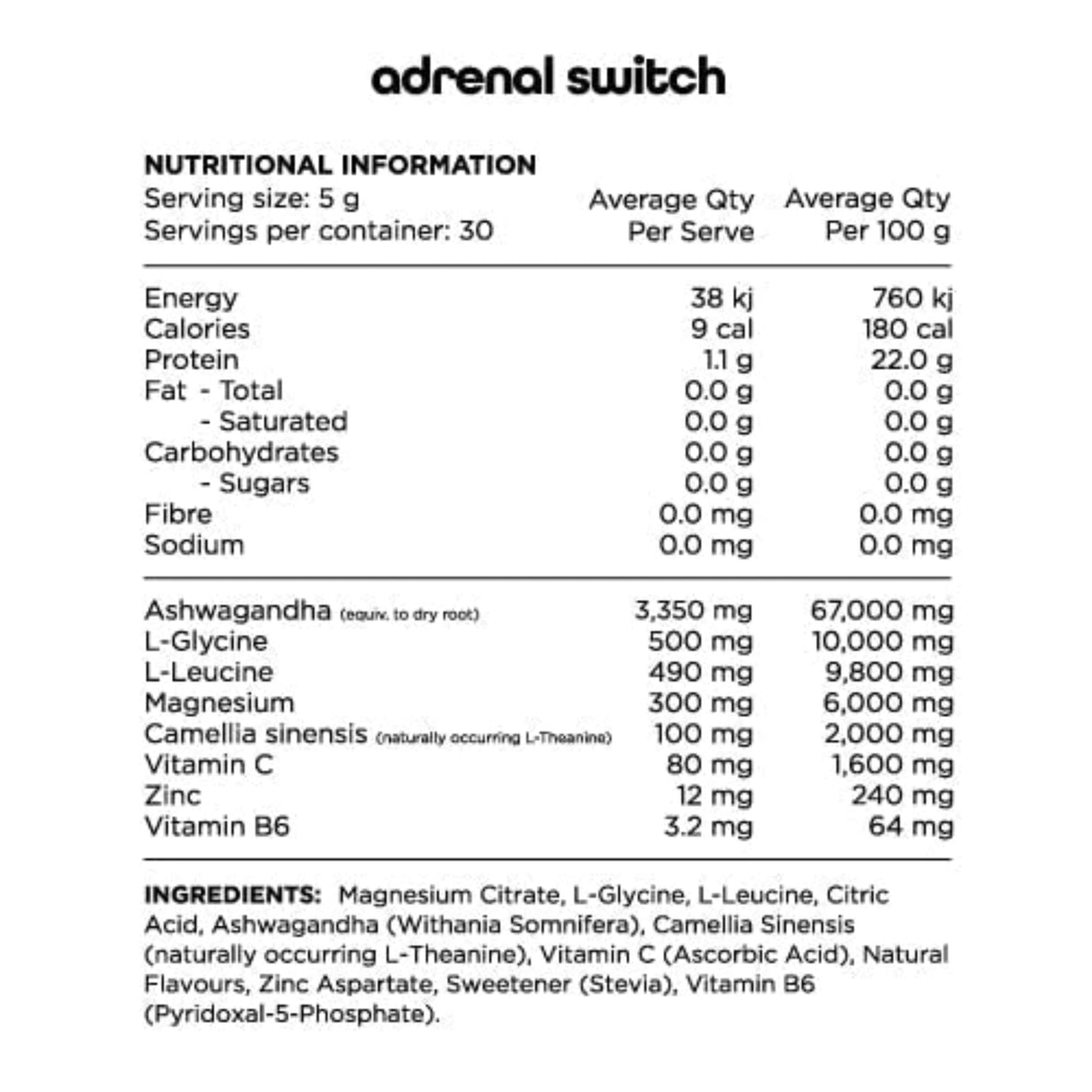 Adrenal Switch by Switch Nutrition anti stress, adrenal rebuild, supps247Springvale 