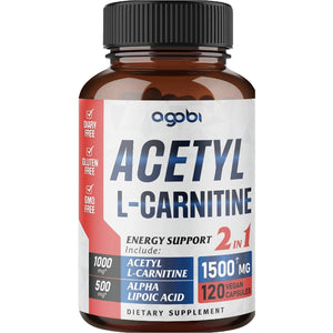 Agobi's Acetyl L-Carnitine & Alpha Lipoic Acid 1500 mg Acetyl-L-Carnitine Amazon 120 Capsules 