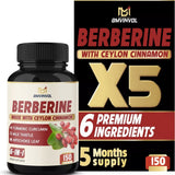 Berberine with Ceylon Cinnamon and Turmeric by BMVINVOL 4700 mg berberine SUPPS247 150 count 