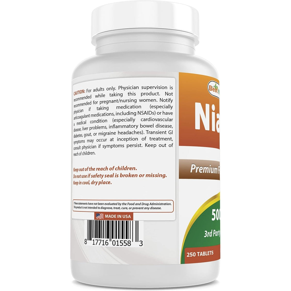 Best Naturals Niacin 500 mg GENERAL HEALTH Best Naturals  - Image 3