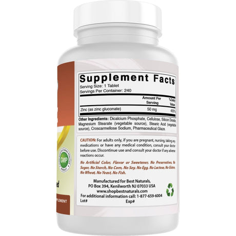 Best Natural Zinc 50 mg Multivitamins supps247 