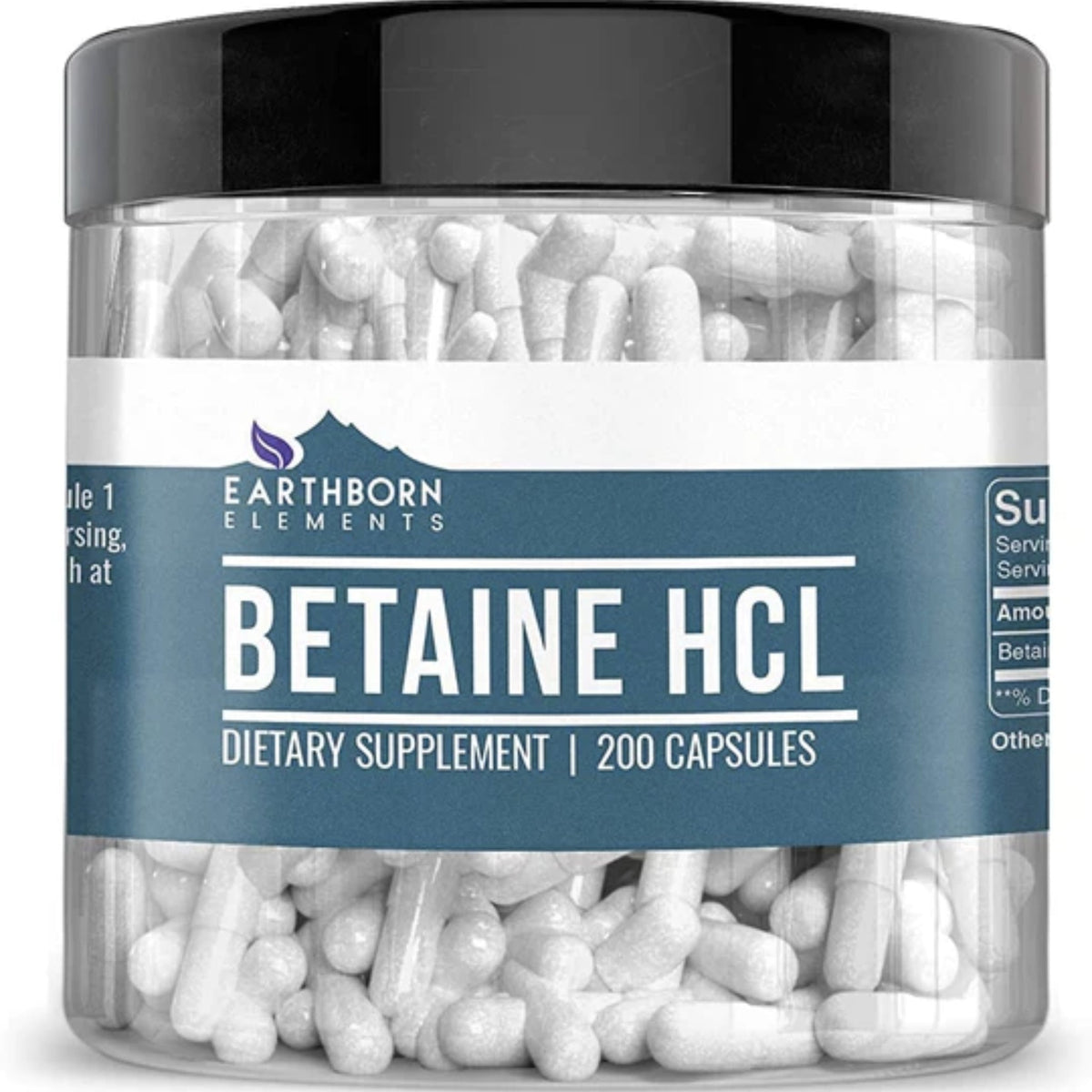 Betaine HCL 560mg by Earthborn Elements digestive support SUPPS247 200 Counts  - Image 1